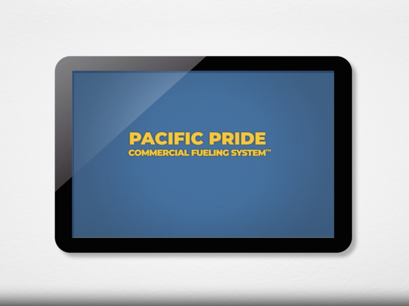 Tablet screen displaying Pacific Pride Commercial Fueling System logo