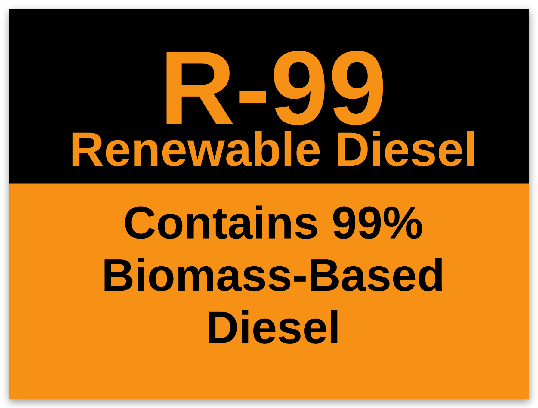 R99 Renewable Diesel fuel dispenser label