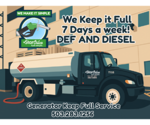 Emergency Back-up diesel fuel delivered in Portland, Oregon