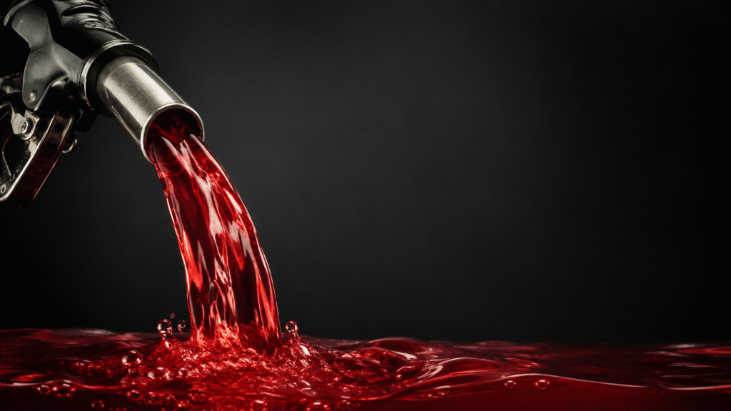 Red Dyed Diesel Fuel | Star Oilco Red dyed diesel fuel pouring from a fuel nozzle
